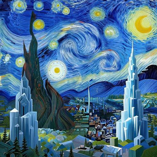 Surreal Futuristic Cityscape with Nature