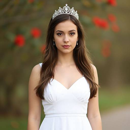 Realistic Queen in White Dress