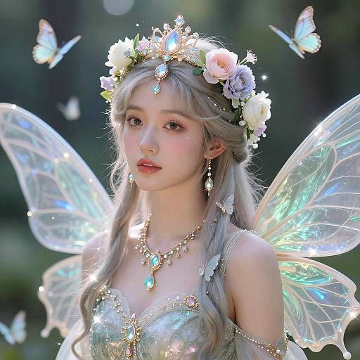 Fairy Queen with Bioluminescent Butterflies