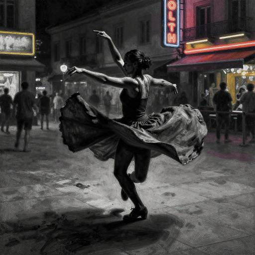 Jubilant Street Dancer Charcoal Painting
