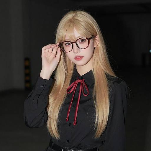 Portrait of Blonde Woman with Glasses