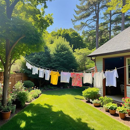 Serene Studio Ghibli Style Backyard Laundry Day