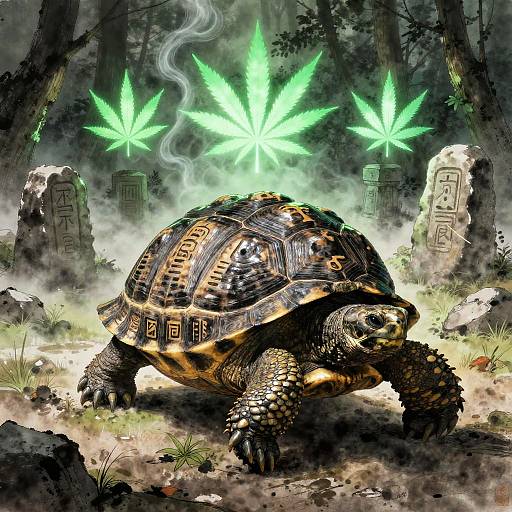 Noble Ancient Tortoise in Sacred Circle