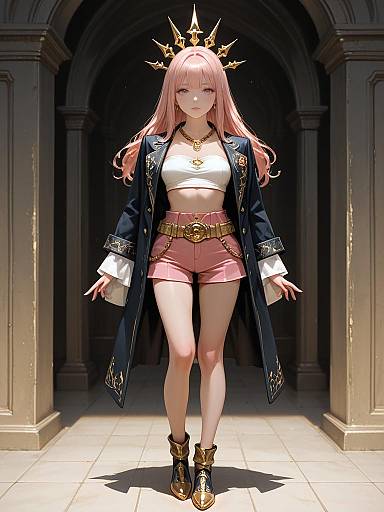 Chic woman in tailored blazer and blush shorts