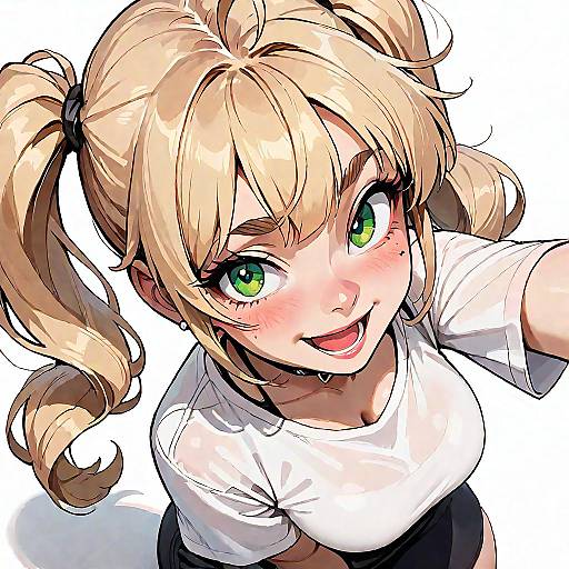 Smug Blonde Twintails From Above