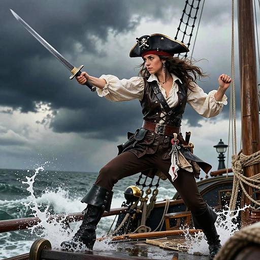 College Girl Pirate Sword Fight Scene