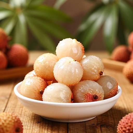 Photorealistic Bowl of Peeled Lychees