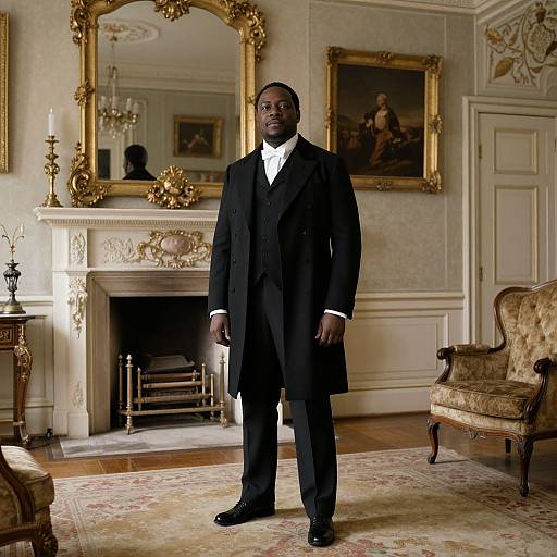 Victorian Gentleman by Baroque Fireplace