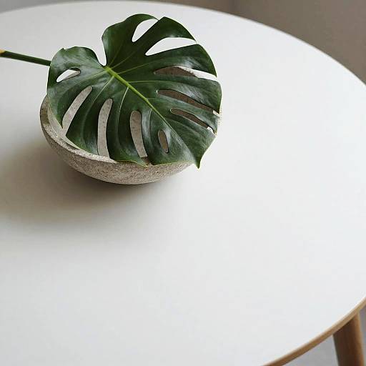 Minimalist Monstera in Stone Basin