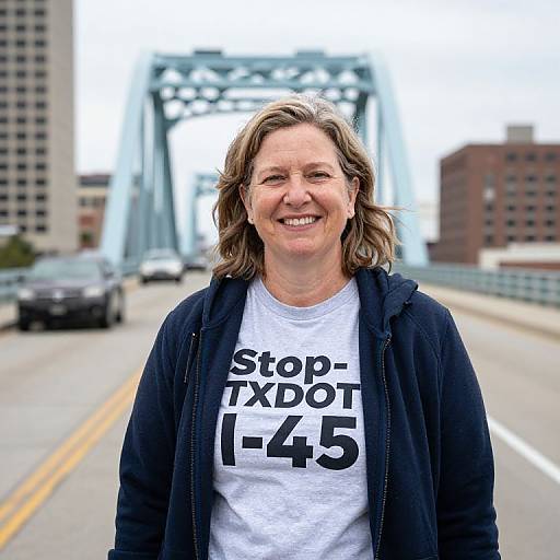Smiling middle-aged woman with shoulder-length brown hair, wearing a white 