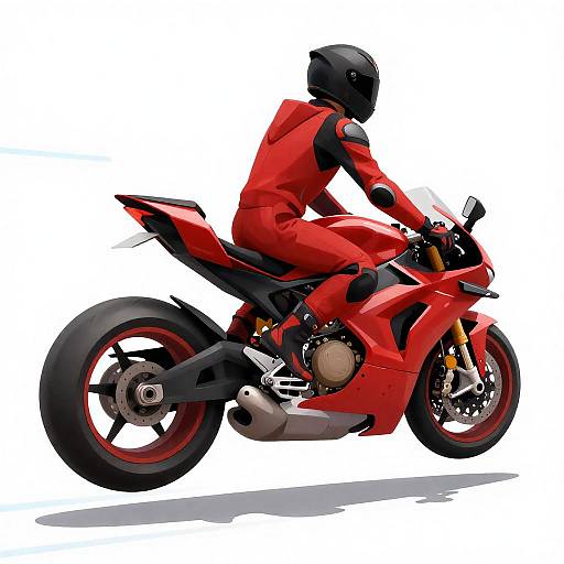 Futuristic Red Racing Motorcycle and Rider