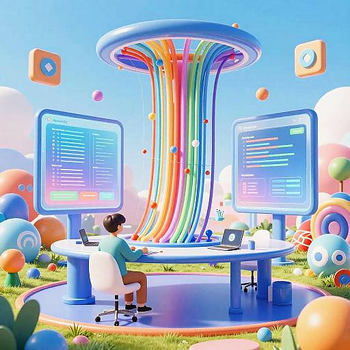 Vibrant AI Virtual Workspace Concept