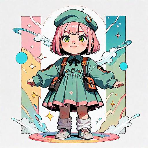 Chibi Adeline in Green Outfit