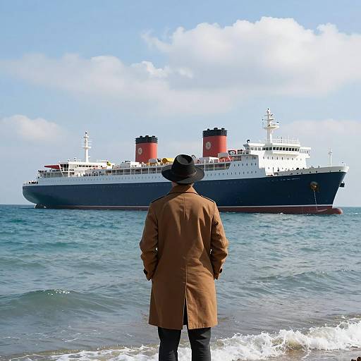 Solitary Figure by the Turquoise Ocean