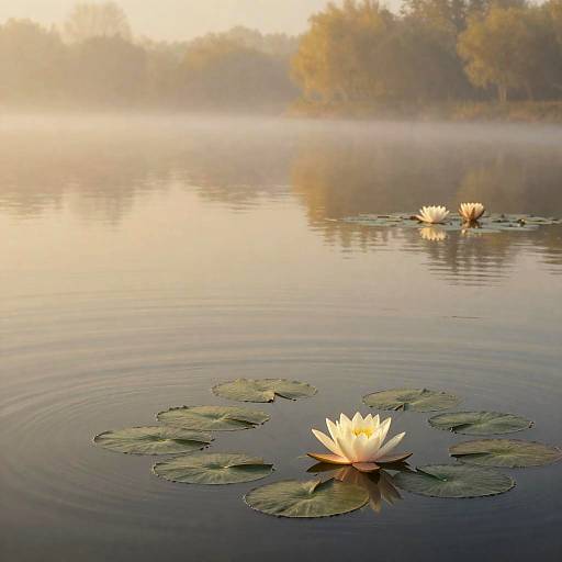 Surreal Water Lily Pond at Dawn