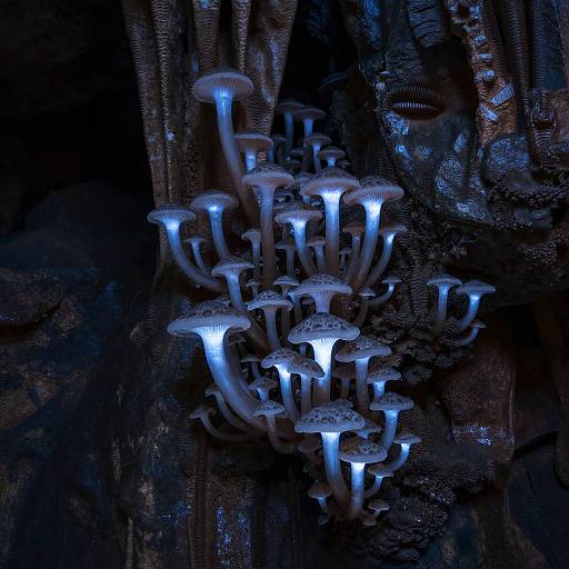 Gothic Limestone Cavern with Bioluminescence