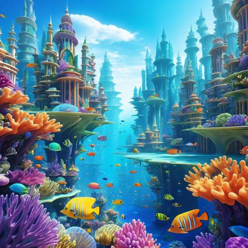 Fantasy Underwater City in Coral Reef