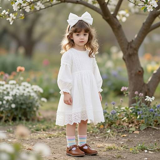 Young Girl in Sunlit Garden