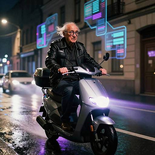 Cyberpunk Night Ride Portrait