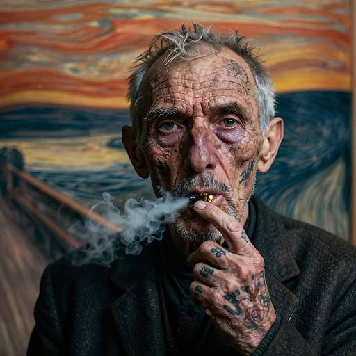 Edvard Munch Style Aged Portrait