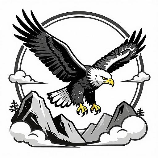 Eagle Soaring Above Majestic Mountains