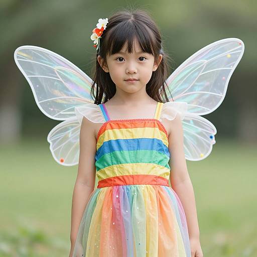 Colorful Rainbow Fairy Costume Close-Up