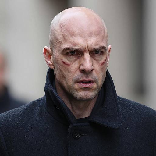 Intense Portrait of a Scarred Man