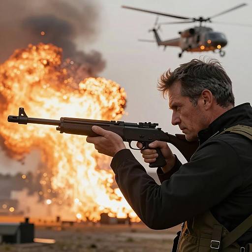 Dramatic Scene of a Focused Sharpshooter