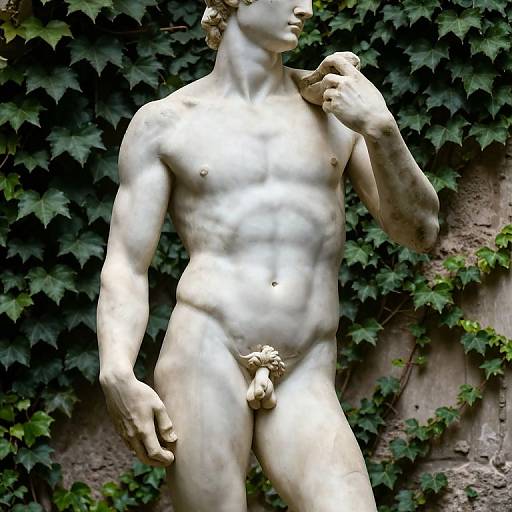 Ancient Marble Statue with Ivy
