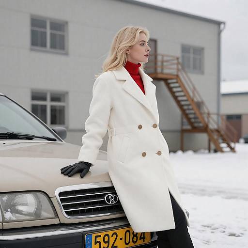 Blonde Woman in Chic Winter Fashion