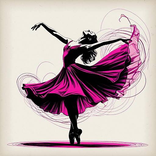 Magenta Elegance: Fluid Dancer Illustration