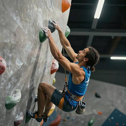 Dynamic Indoor Rock Climber in Action