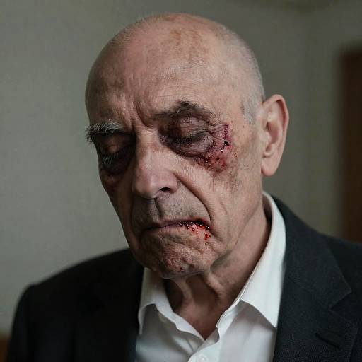 Haunting Portrait of a Scarred Elderly Man