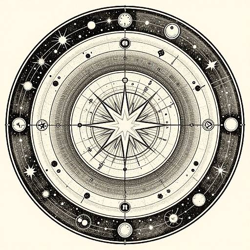 Vintage Celestial Map with Radiant Star