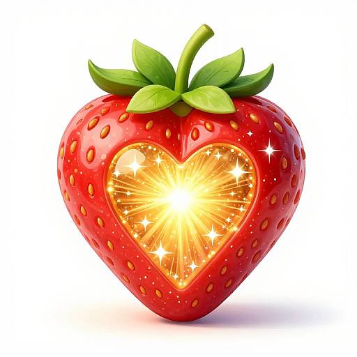 Glowing Strawberry Heart with Stars