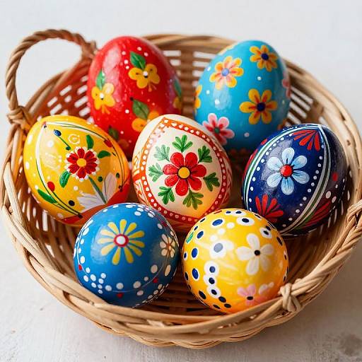 Vibrant Romanian Easter Eggs Basket