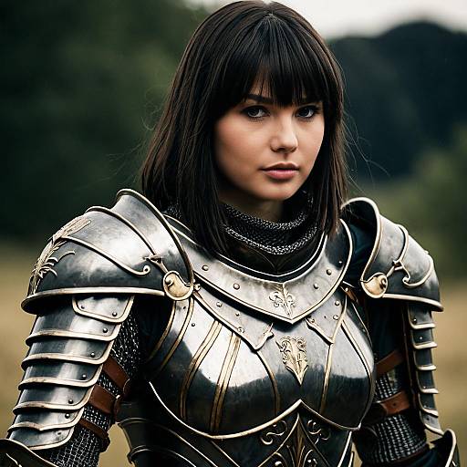 Woman in Detailed Medieval Armor