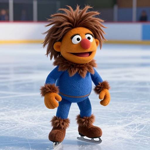 Realistic Furry Character on Ice Rink
