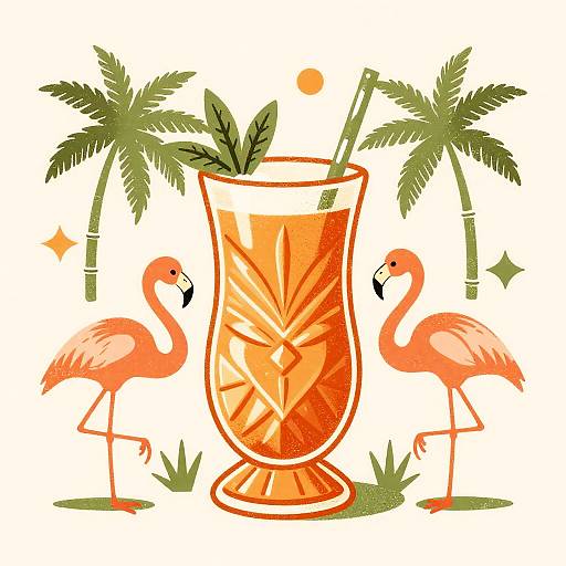 Retro Tiki Salsa Serigraph Illustration