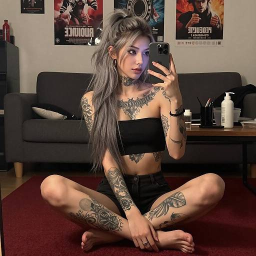 Tattooed Woman Selfie on Red Carpet