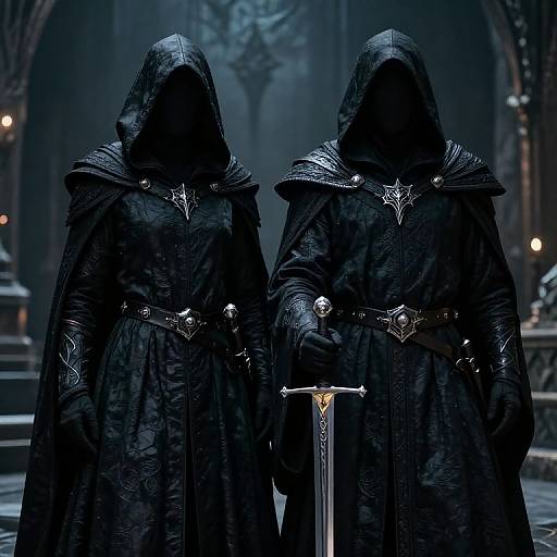 Mystical Cloaked Figures in Medieval Fantasy