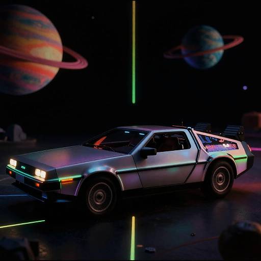80s Neon DeLorean Cinematic Space