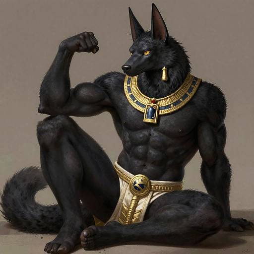 Anthropomorphic Anubis with Muscular Build