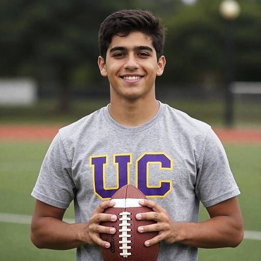 Young Man Smiling with Football