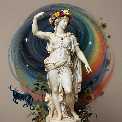 Surreal Cybele with Floral Crown