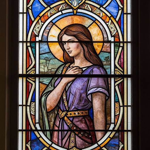 Stained Glass Woman with Patterns