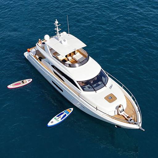 Aerial View of Superyacht with Water Toys