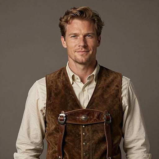 Handsome Man in Lederhosen Portrait