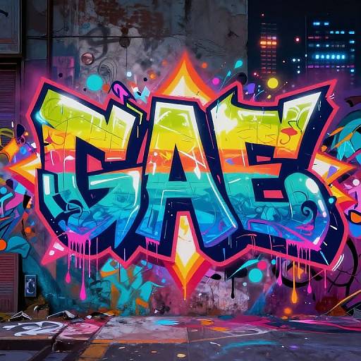Vibrant Neon Graffiti Text Art