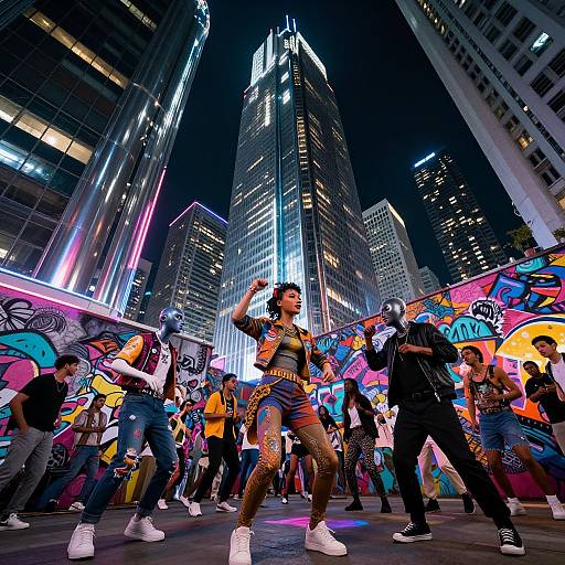 Futuristic Urban Night Street Party